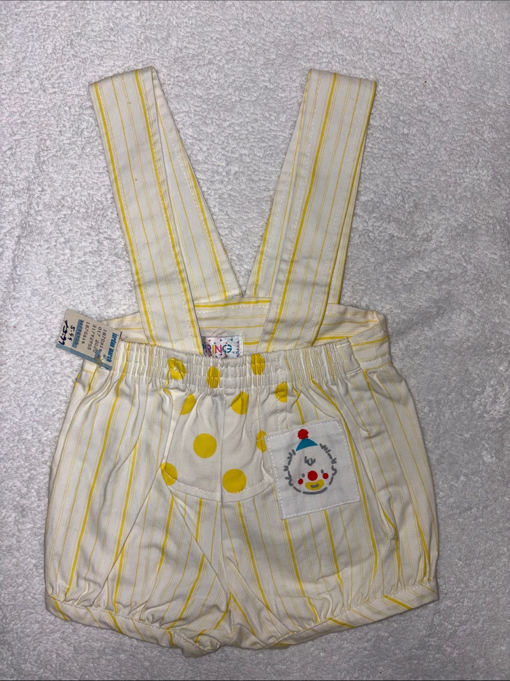 Nwt offspring Yellow Stripe  clown Suspender Bloomers shorts overalls unisex 12m